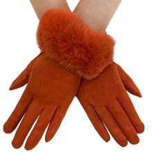 Load image into Gallery viewer, Burnt Orange Fur Trim Gloves
