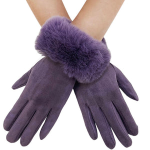 Lavender Fur Trim Gloves