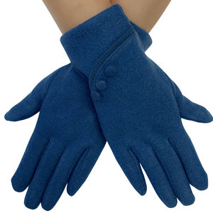 Teal Button Trim Gloves