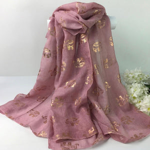 Pink Scarf With Rose Gold Elephants