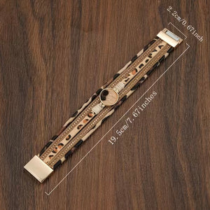 Brown Leopard Print Multi Strand Magnetic Bracelet
