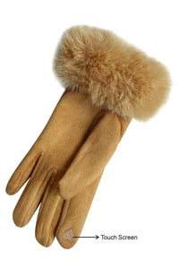 Navy Fur Trim Gloves