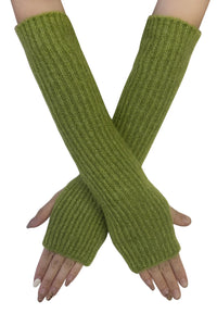 Green & Metallic Thread Long Fingerless Gloves