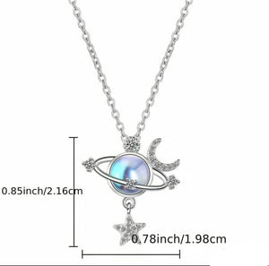 Moon and Star Cosmic Short Necklace