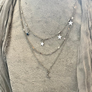3 Strand Moon and Star Necklace