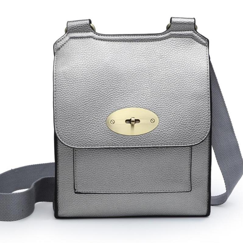 Metallic Grey Messenger Bag